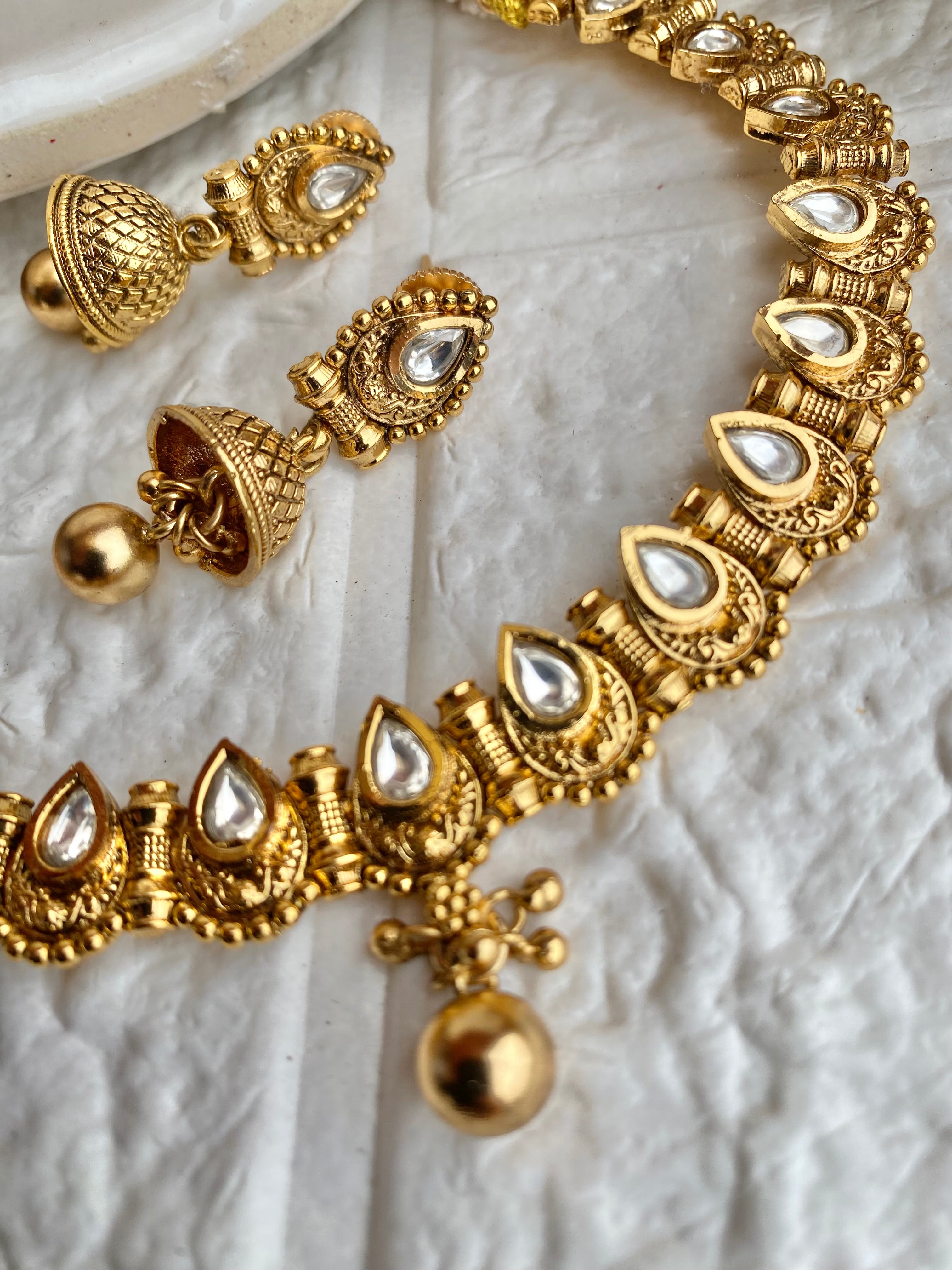 Kundan Gold Plated Pure Brass Necklace set