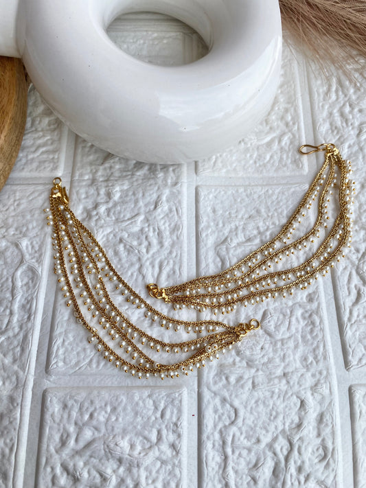 Pearl Four Layered Earchain Sahara