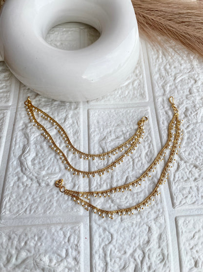 Double Pearl Layered Earchain Sahara