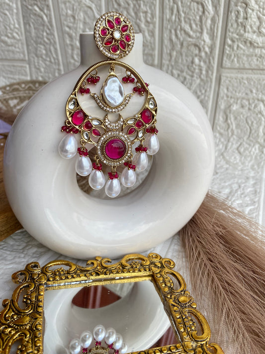 "Gulmohar" Pearl Chandbali