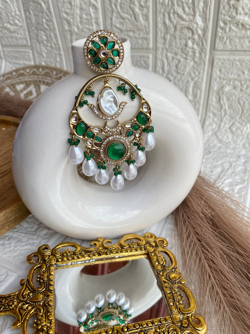 "Gulmohar" Pearl Chandbali