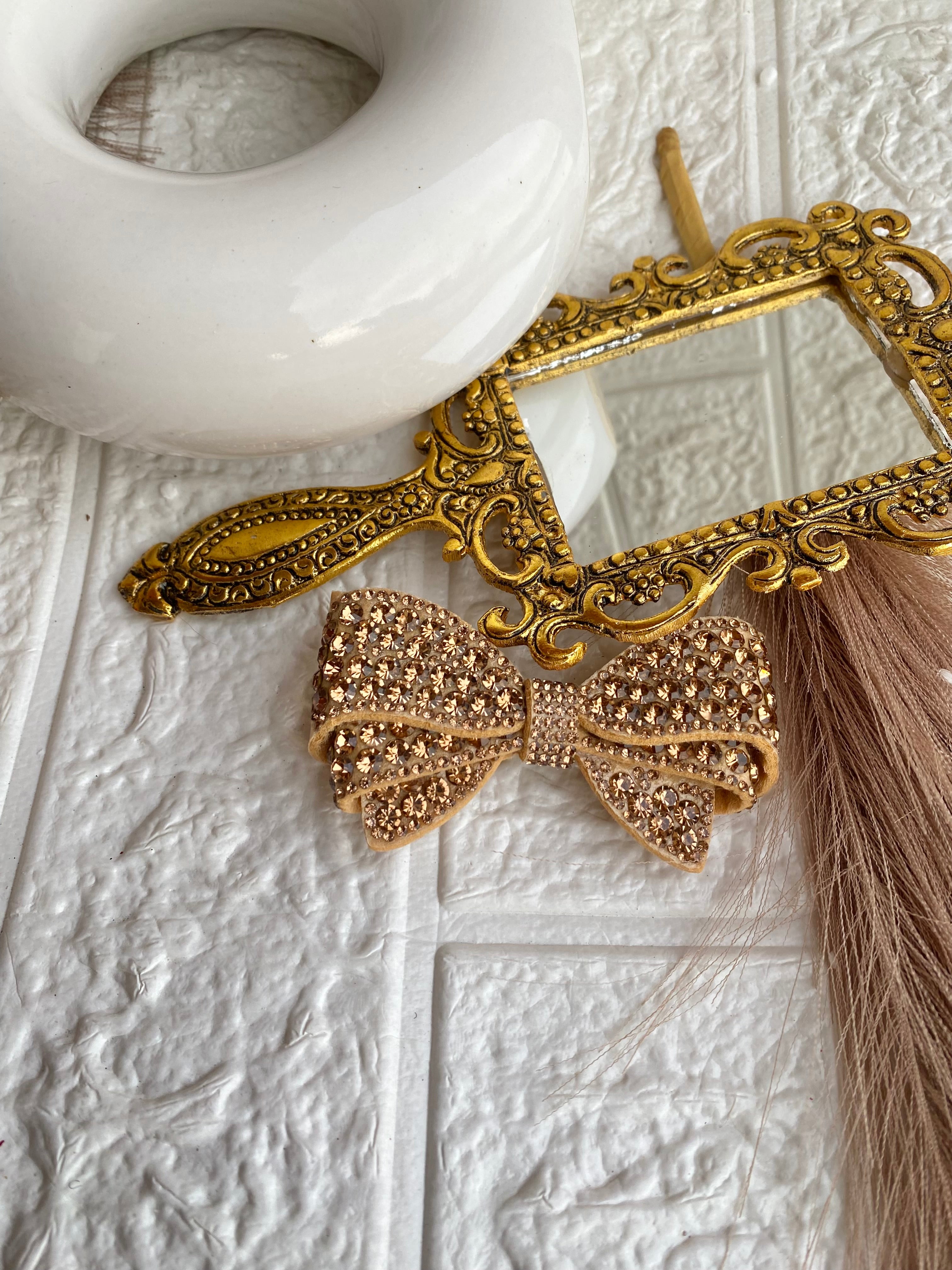 Golden Beads Silicon Base Hair Bow