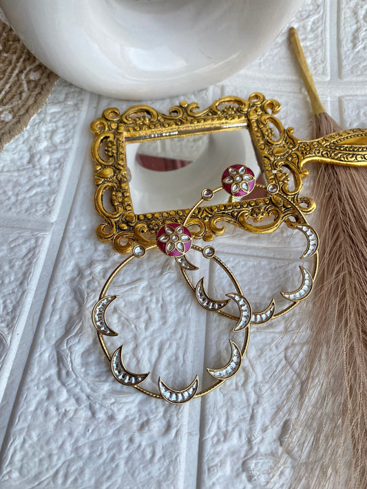 Kundan  Oversized Hoop Earrings