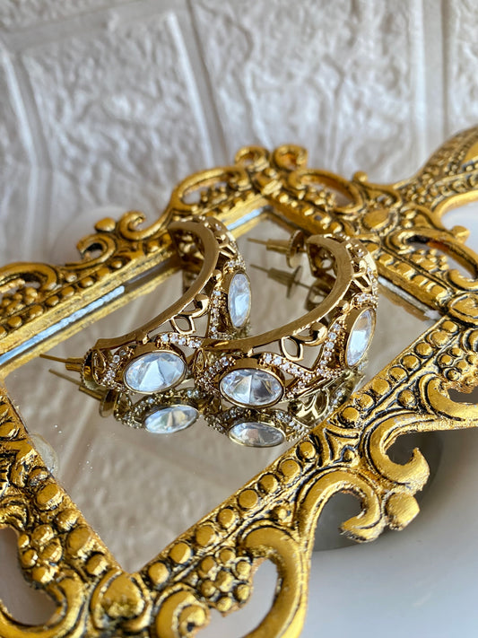 Polki Real moissanite Loop Earrings