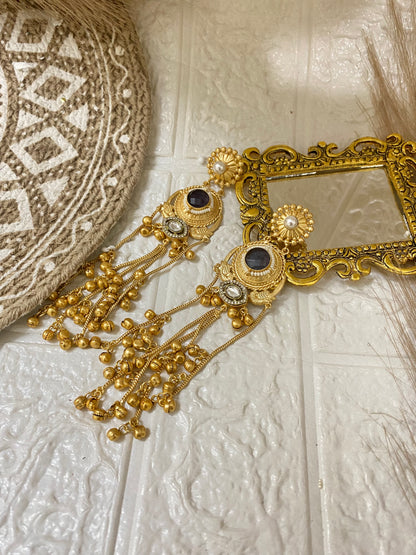 Kashmiri Long Gold Plated Long Earrings