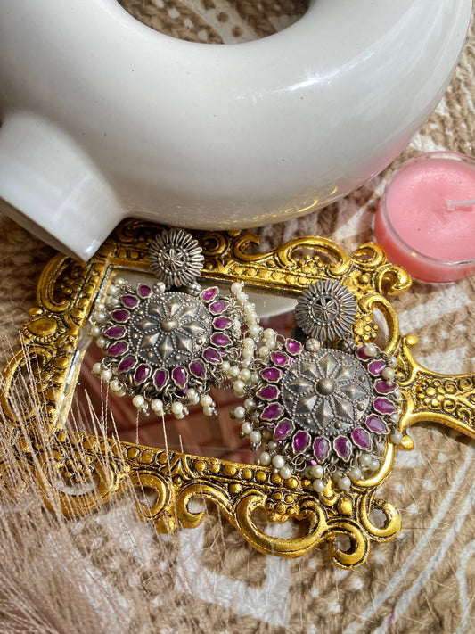 Ruby Zircon Silverlookalike Earrings