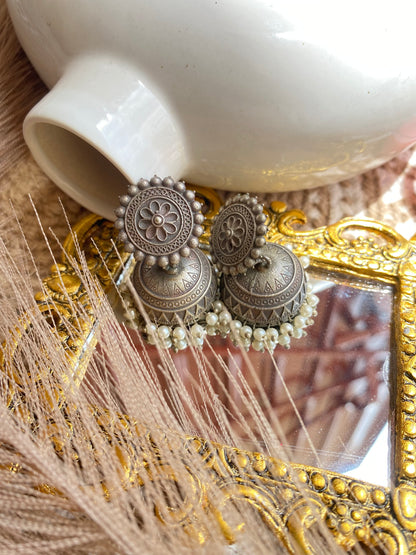 Silverlookalike Small Jhumka