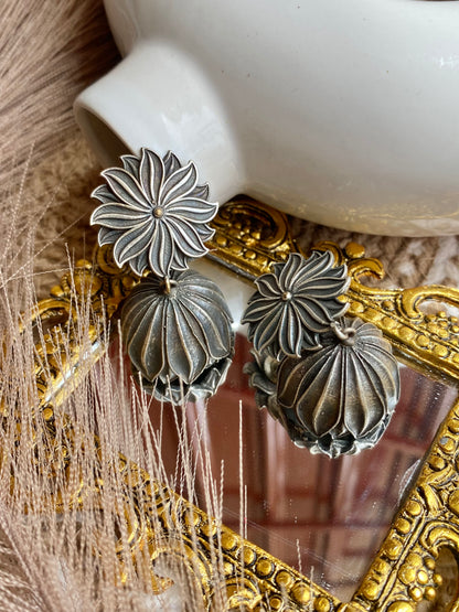 Floral Silverlookalike Jhumka