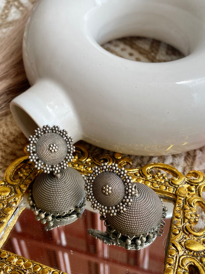 Chakra Silverlookalike Small Jhumka