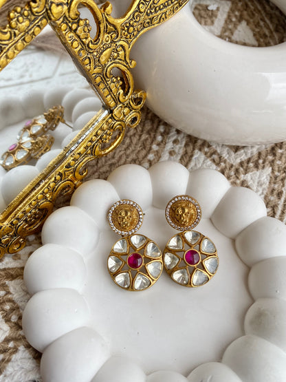 Tigress Moissanite Polki Earrings