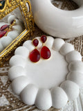 Red Doublet Stone Anti Tarnish Earrings