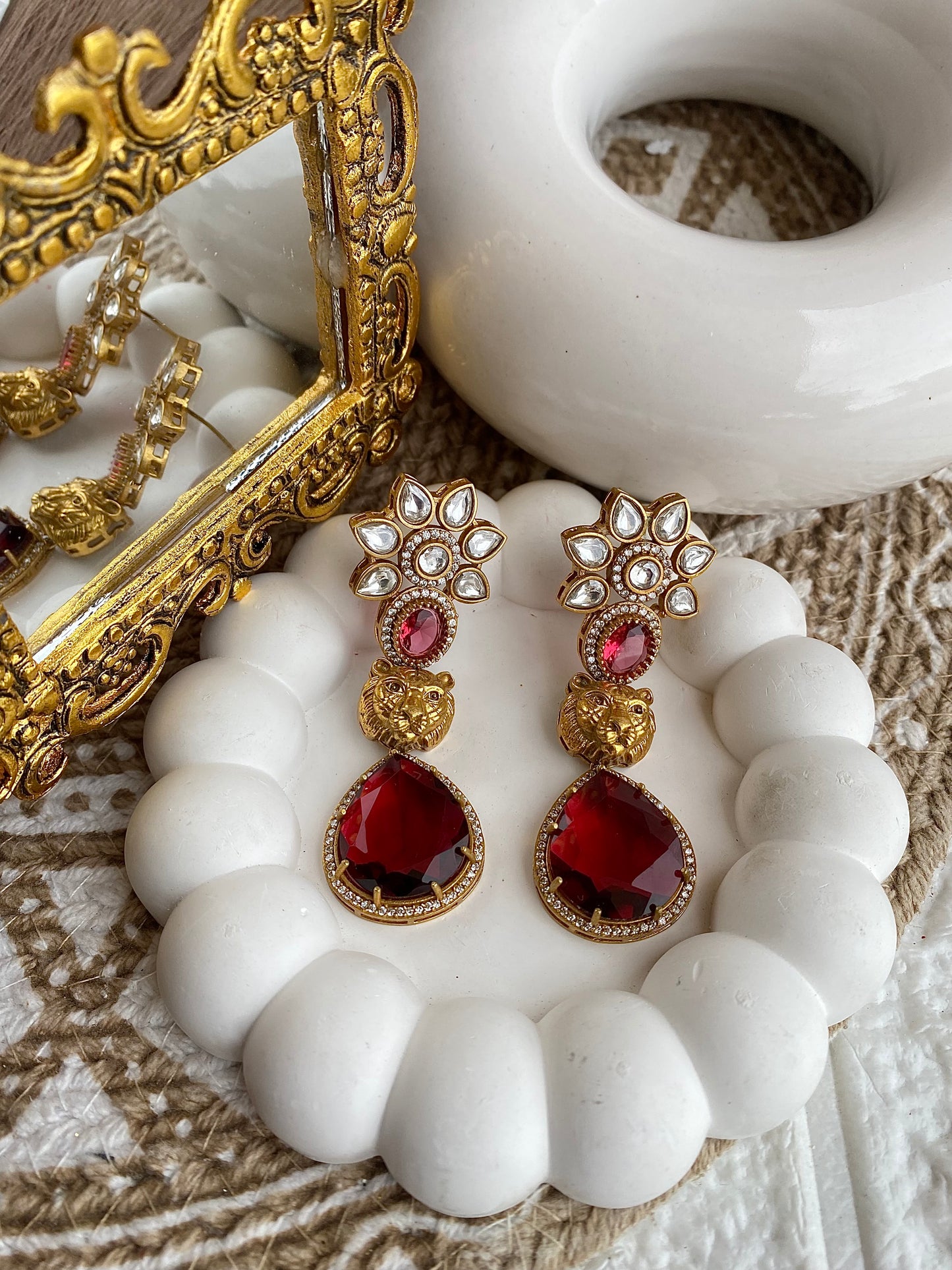 Signature Tiger Kundan Earrings