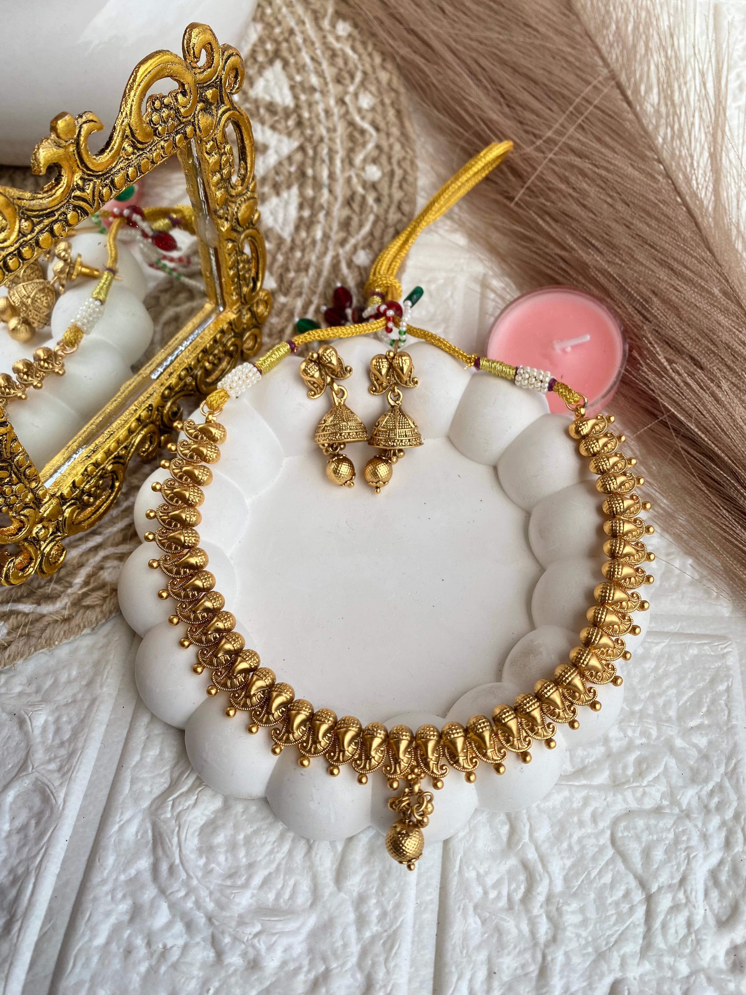 Gold- Plated Pure Brass Sleek Necklace set