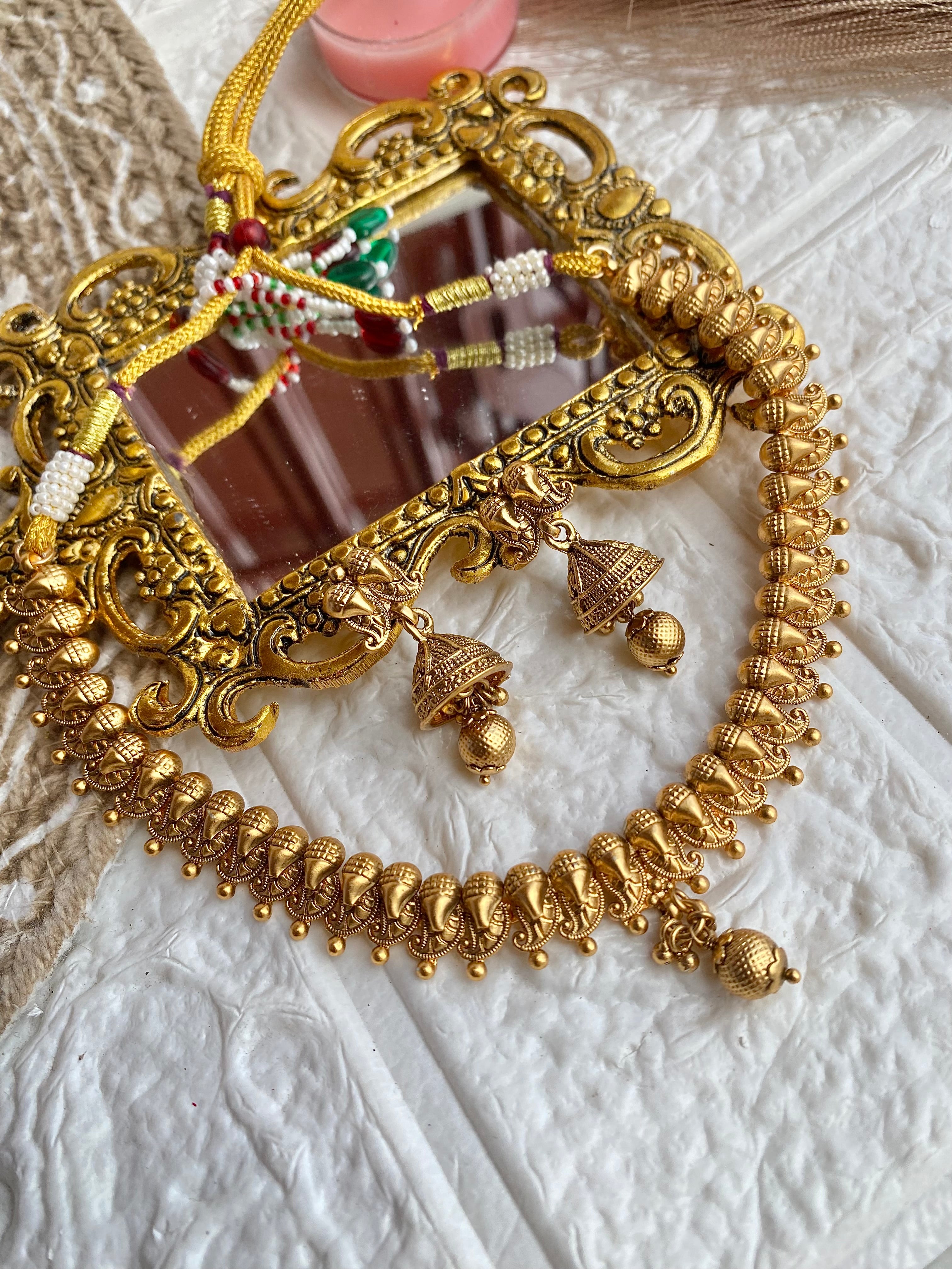 Gold- Plated Pure Brass Sleek Necklace set