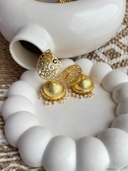 Pure Brass Kundan Medium Size Jhumka