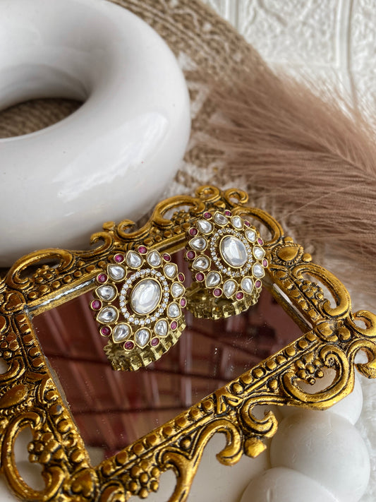 Moissanite Polki Studs