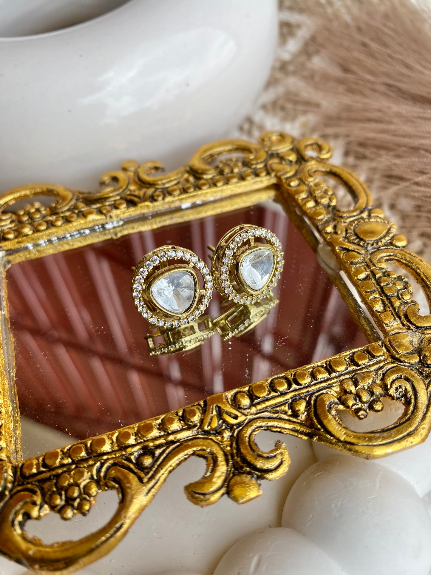 Moissanite Polki Stud Earrings