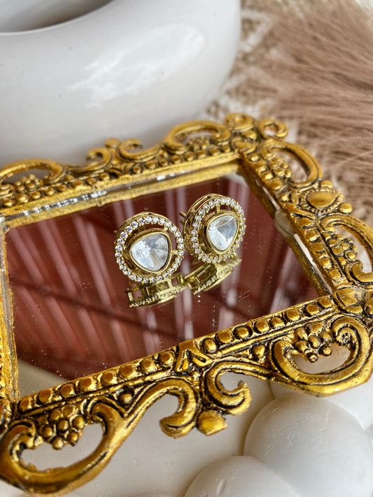 Moissanite Polki Stud Earrings