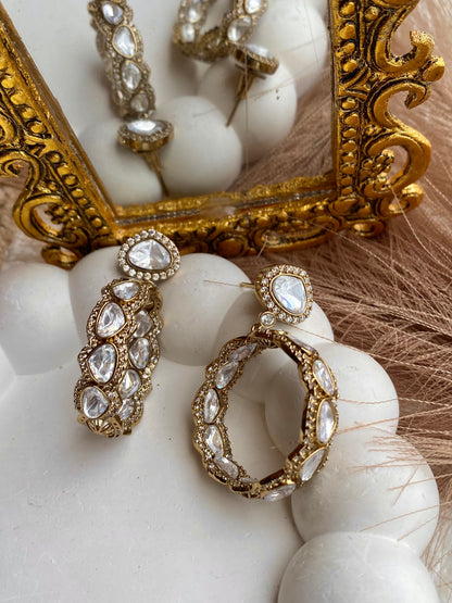 Real Moissanite Hoop Studded Earrings