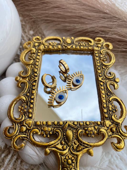 Evil Eye Anti Tarnish Gold-plated Earrings