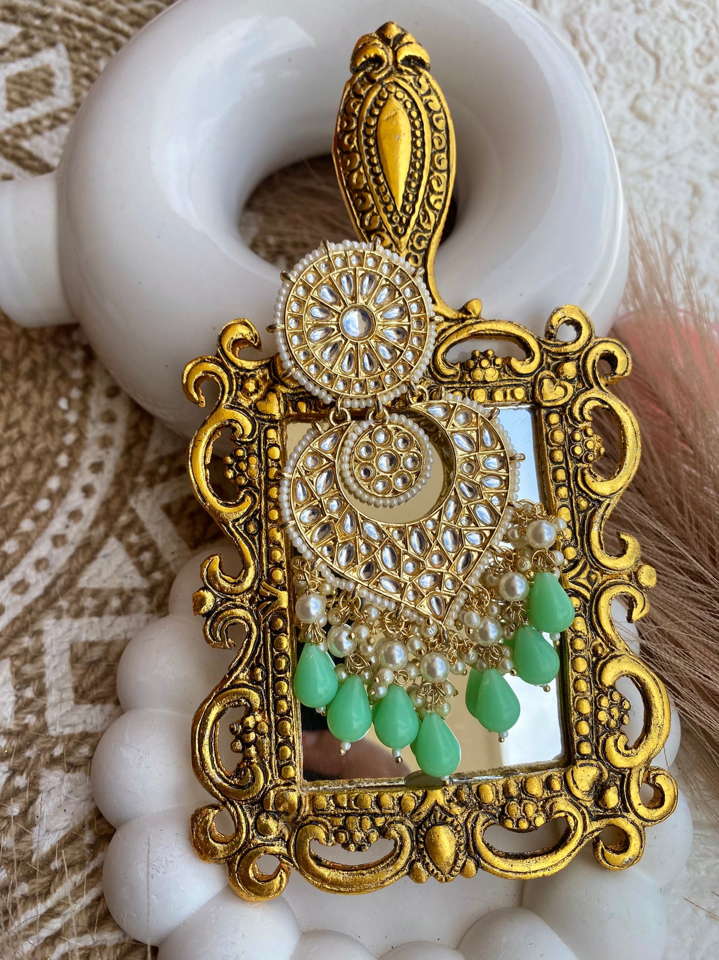 Kundan Gold-Plated Pearl Long Chandbali