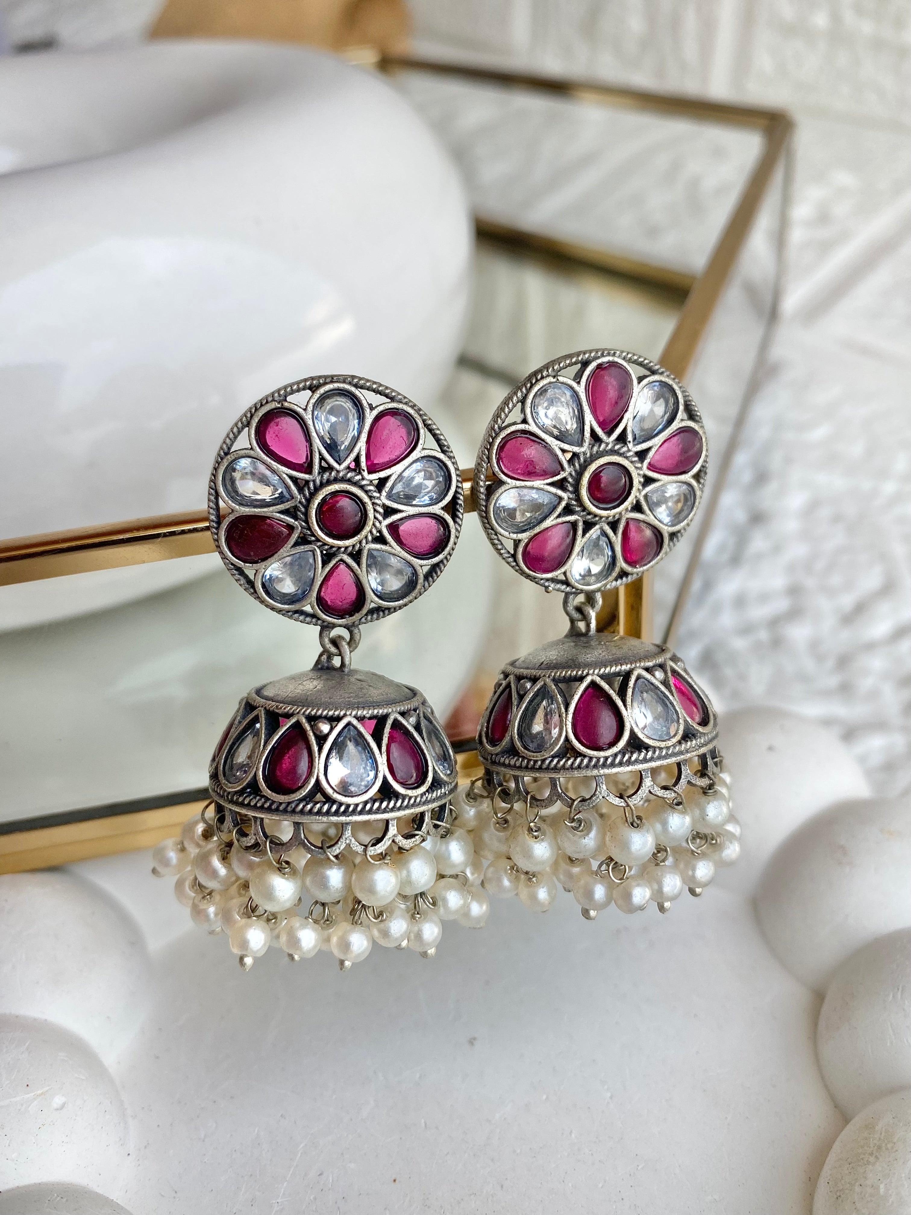 Zirconia Studded Medium Sized Jhumka