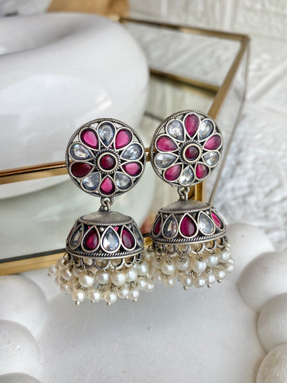 Zirconia Studded Medium Sized Jhumka