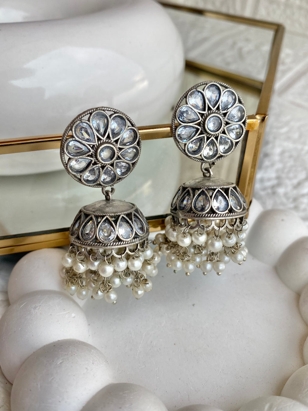 Zirconia Studded Medium Sized Jhumka