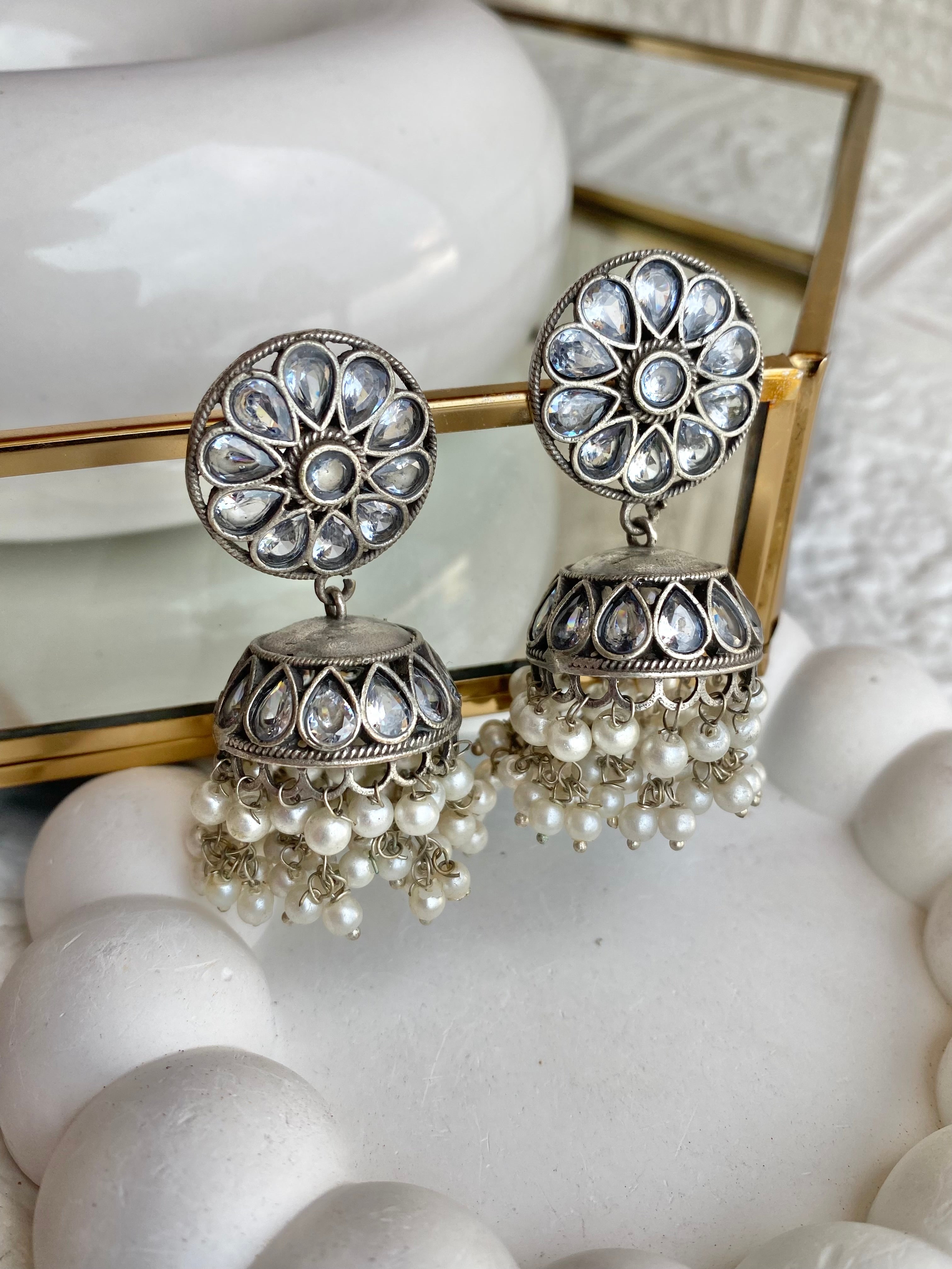 Zirconia Studded Medium Sized Jhumka