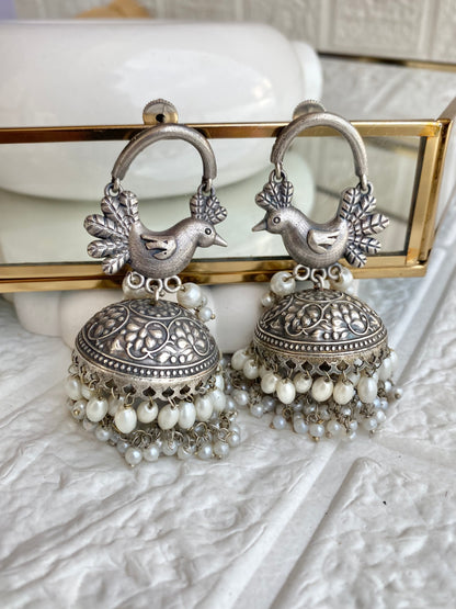 Peacock Pearl Long Jhumka