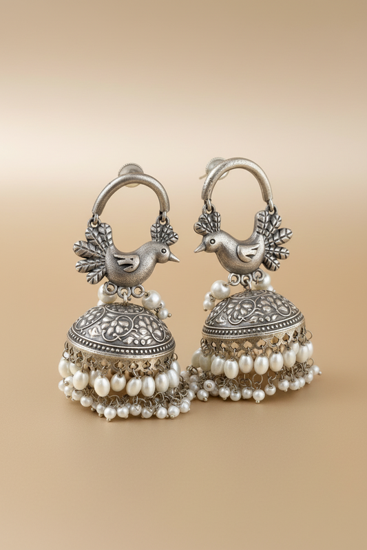 Peacock Pearl Long Jhumka