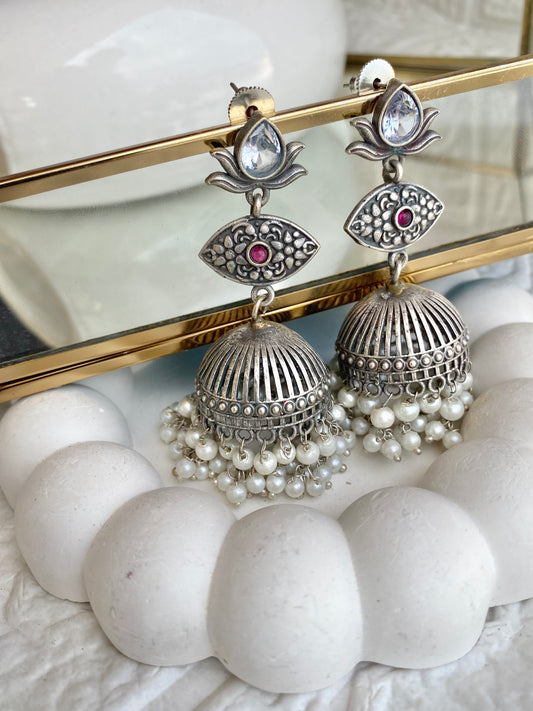 Zirconia Silver Long Jhumka