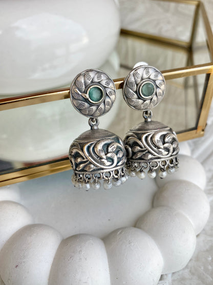 "Sharadha" Silver Jhumka