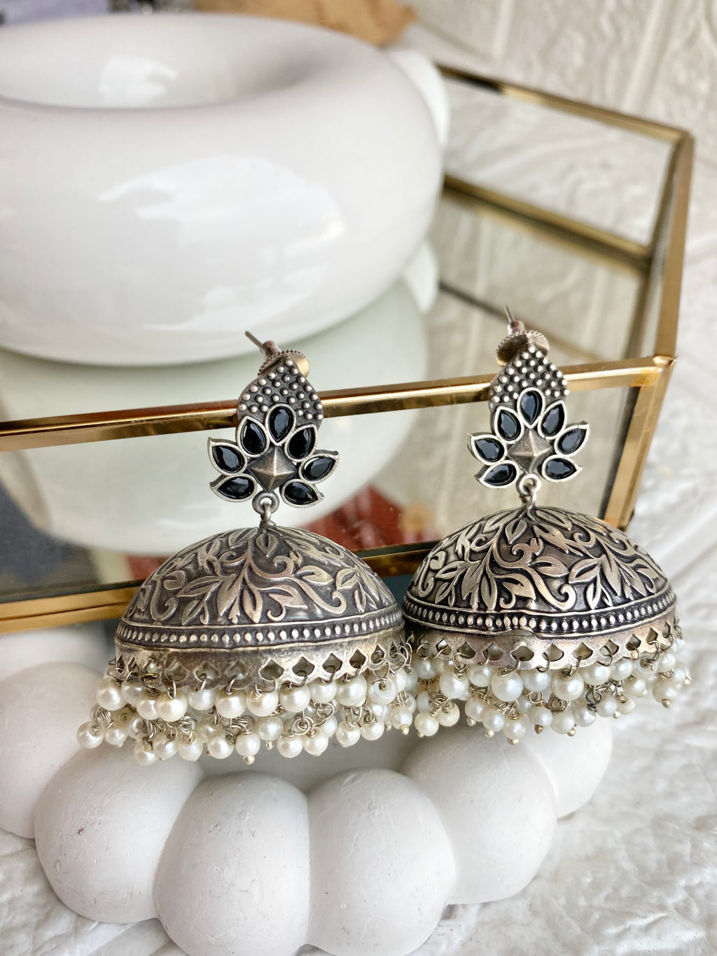 Zirconia Silver Jhumka