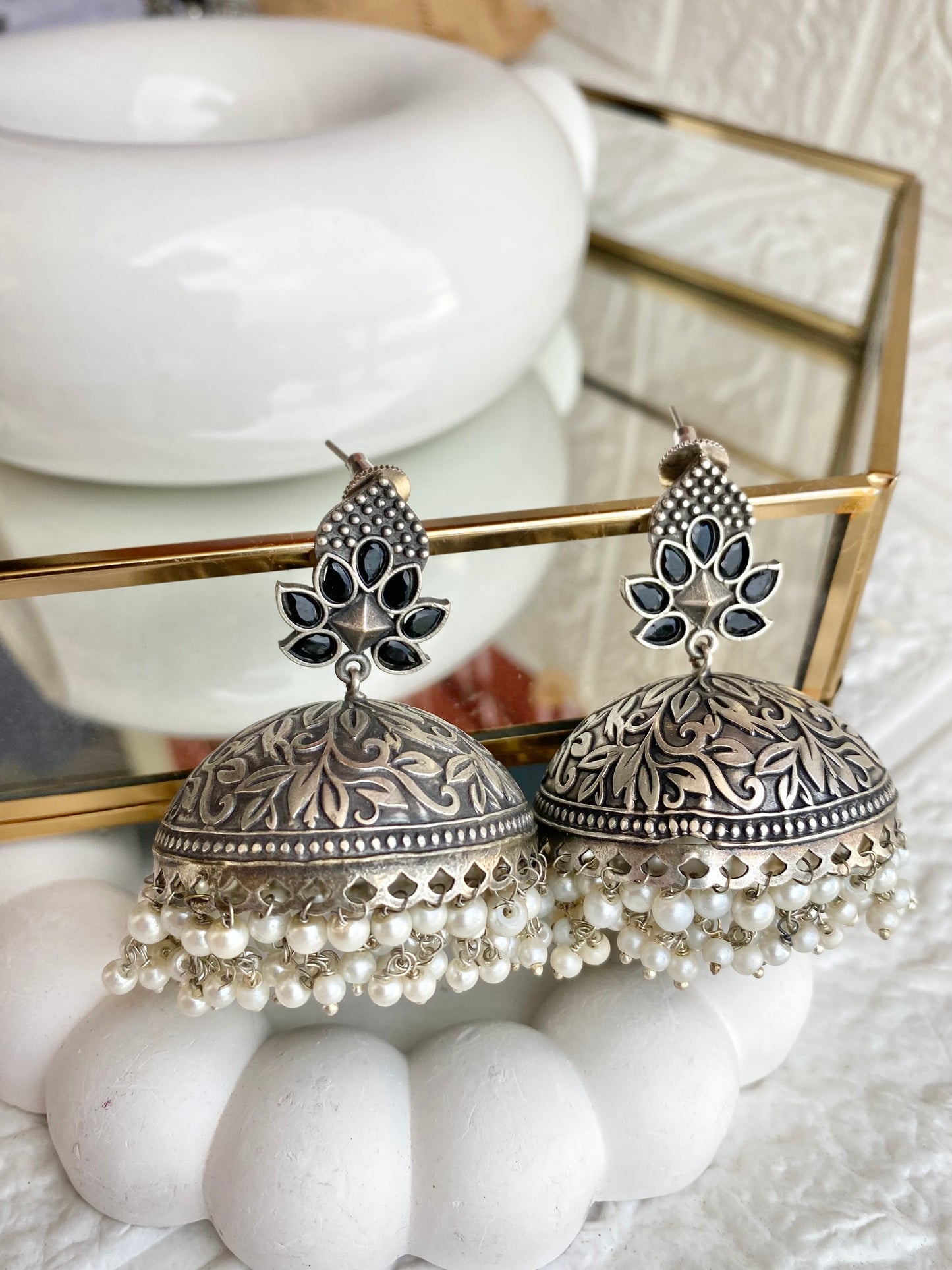 Zirconia Silver Jhumka