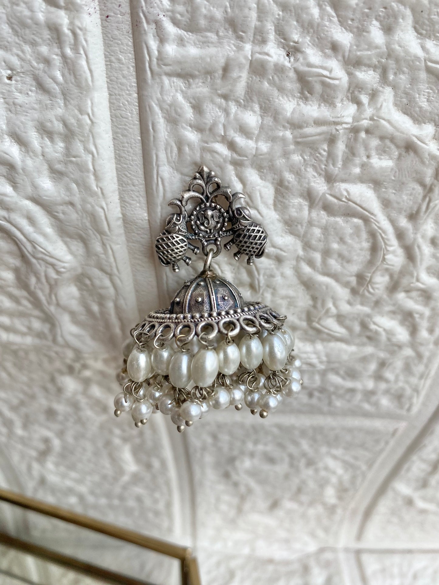 Silver Pearl Jhumka