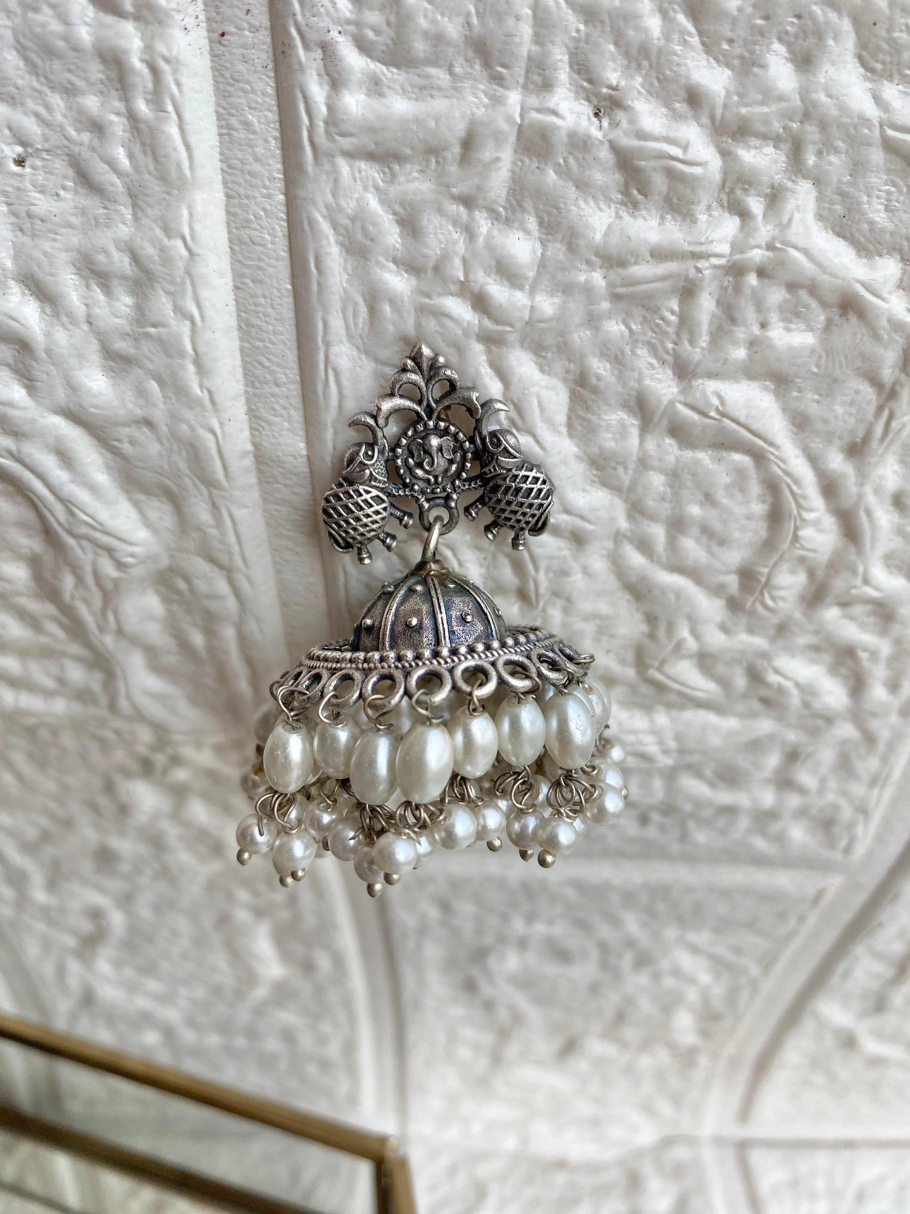 Silver Pearl Jhumka