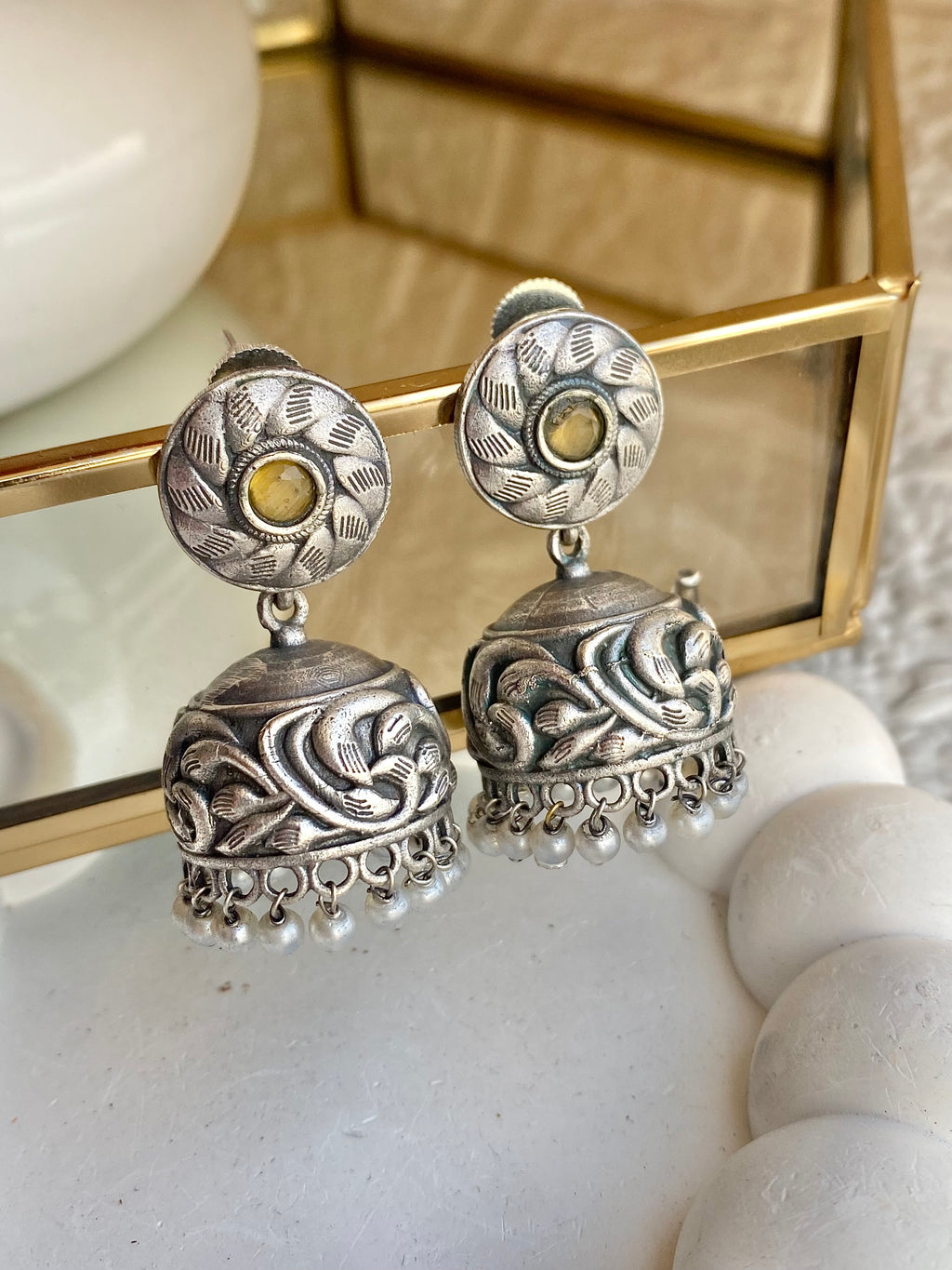 "Sharadha" Silver Jhumka
