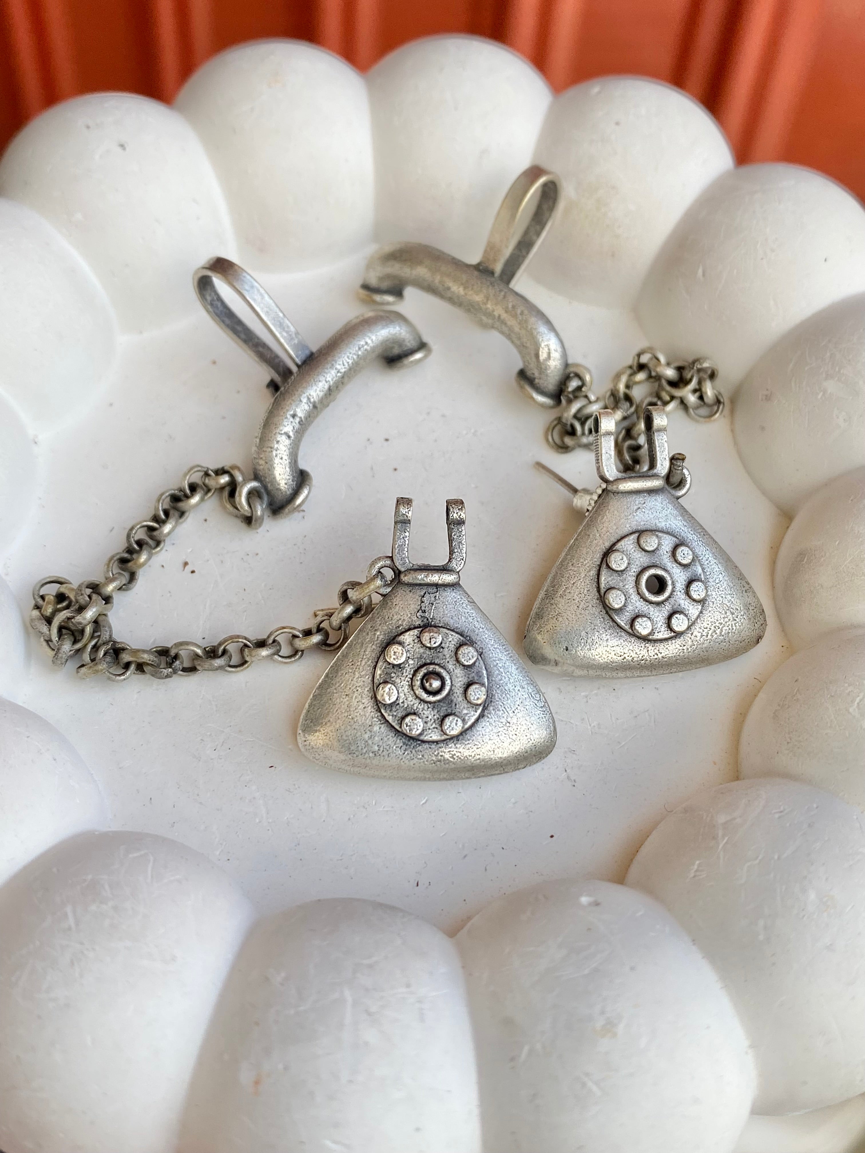 Telephone Quirky Silver Earrings