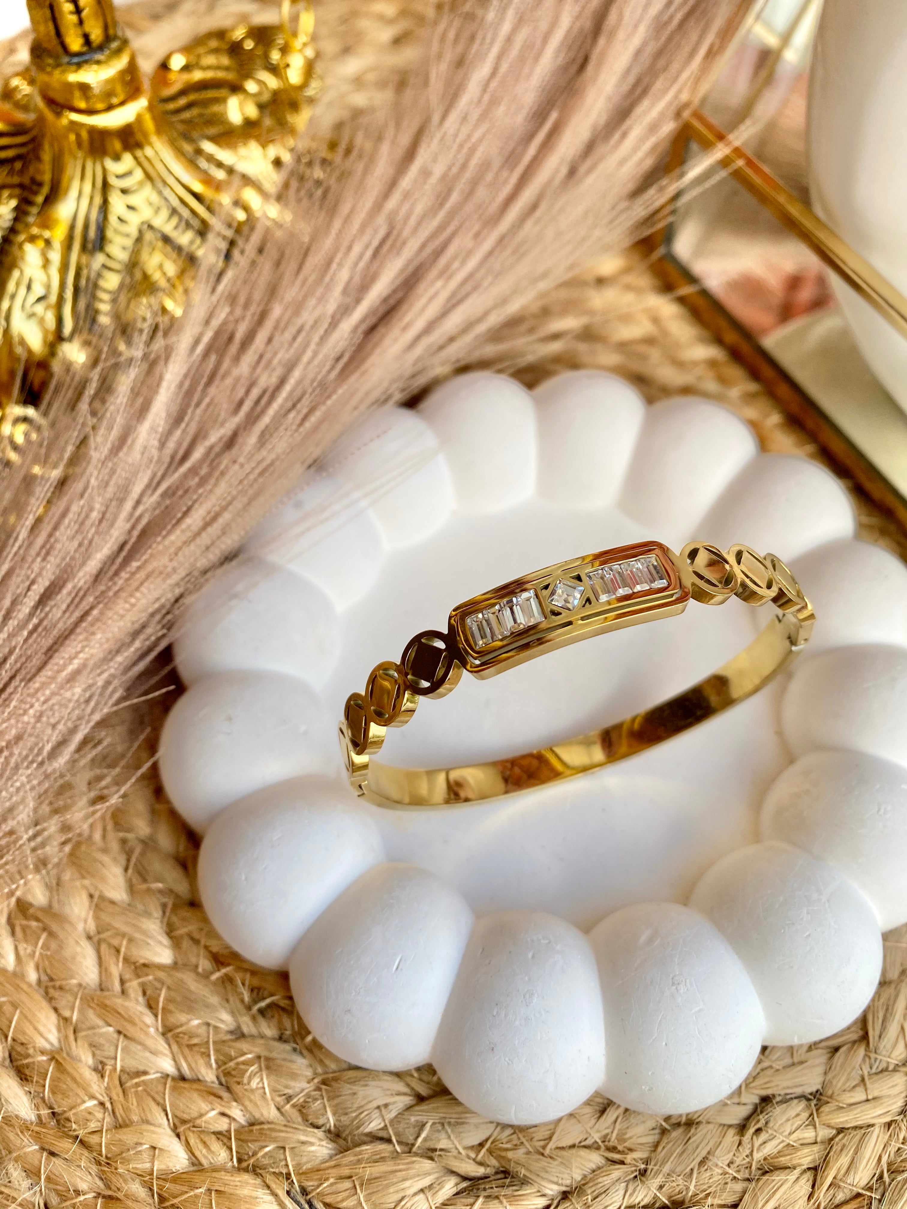 Zirconia Studded Gold Plated Anti Tarnish Bracelet