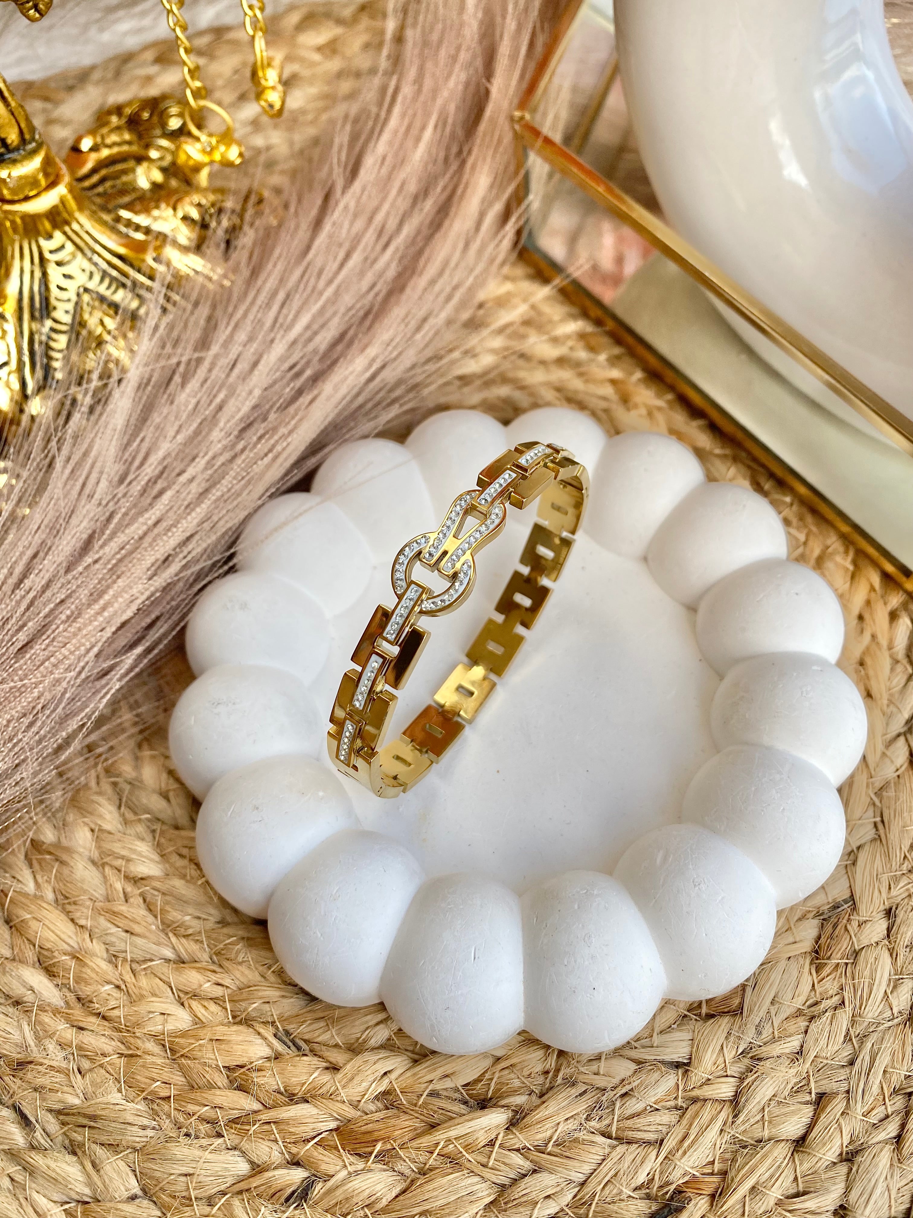 Zirconia Studded Gold Plated Anti Tarnish Bracelet