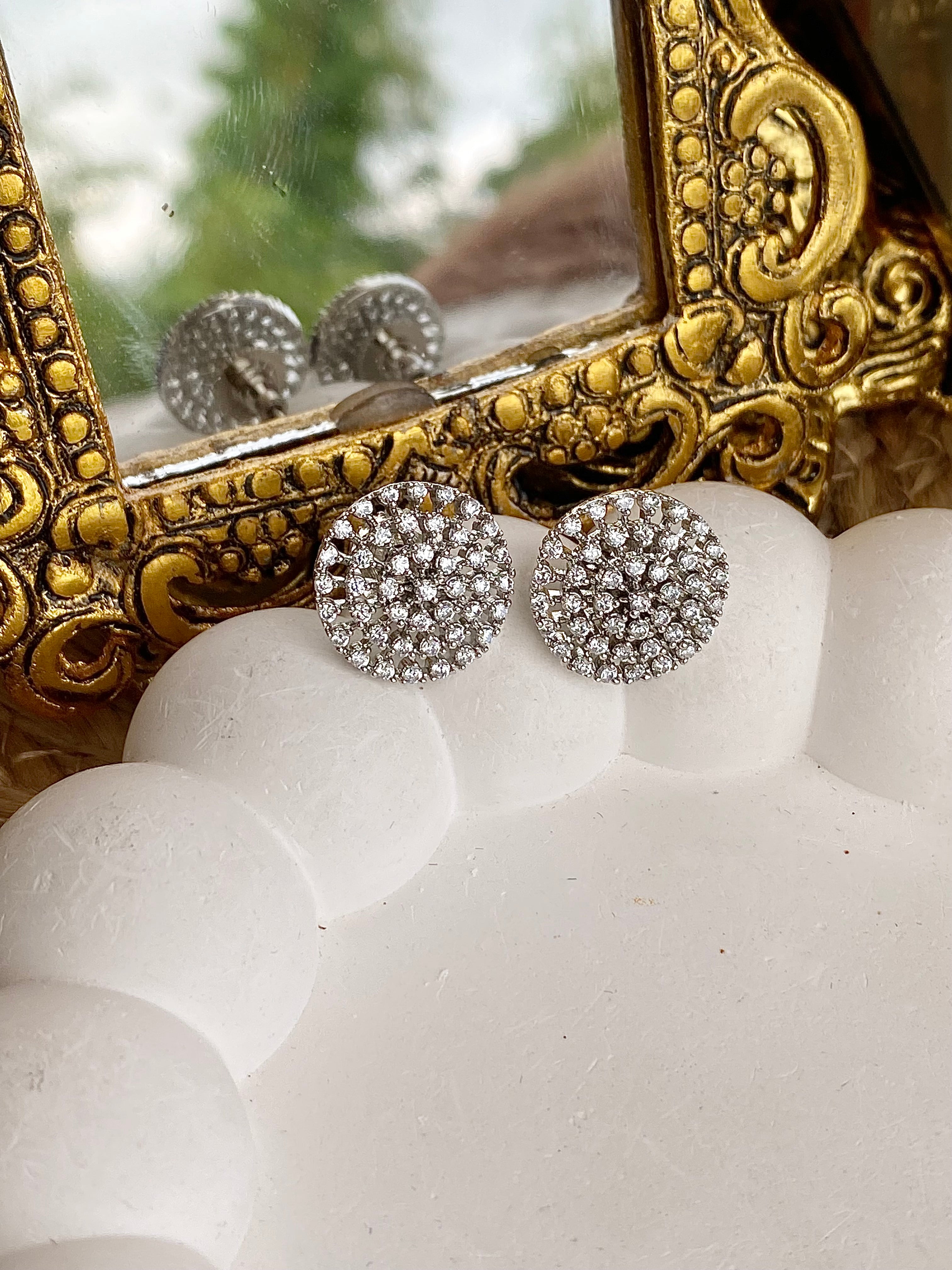 White Zirconia CZ Stud Earrings