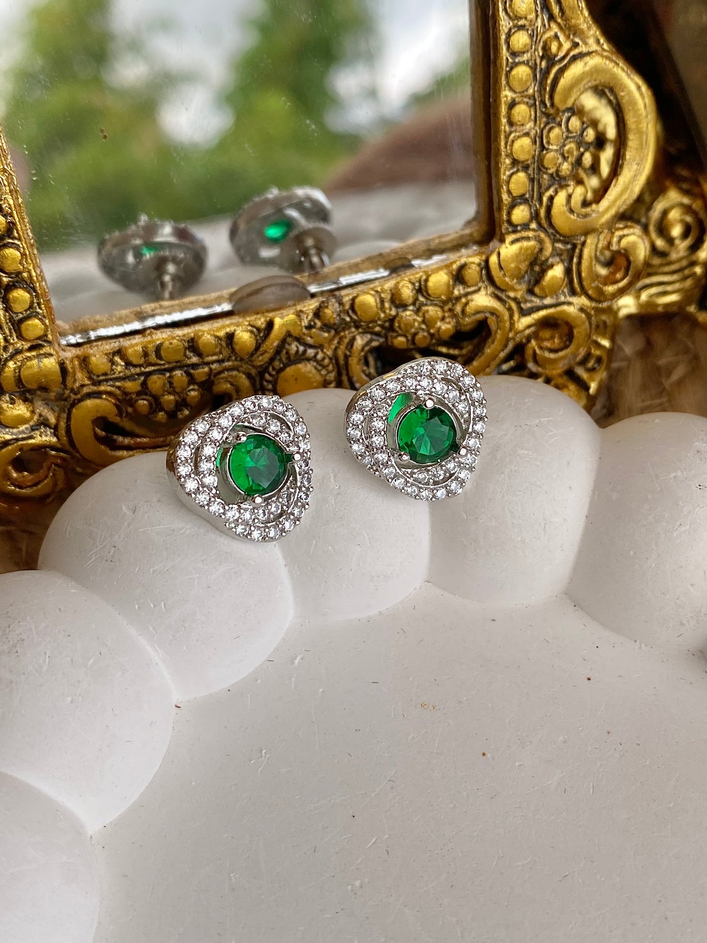 Emerald Green Zirconia CZ Studs