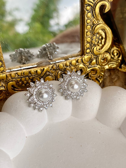 White Zirconia Pearl CZ Studs