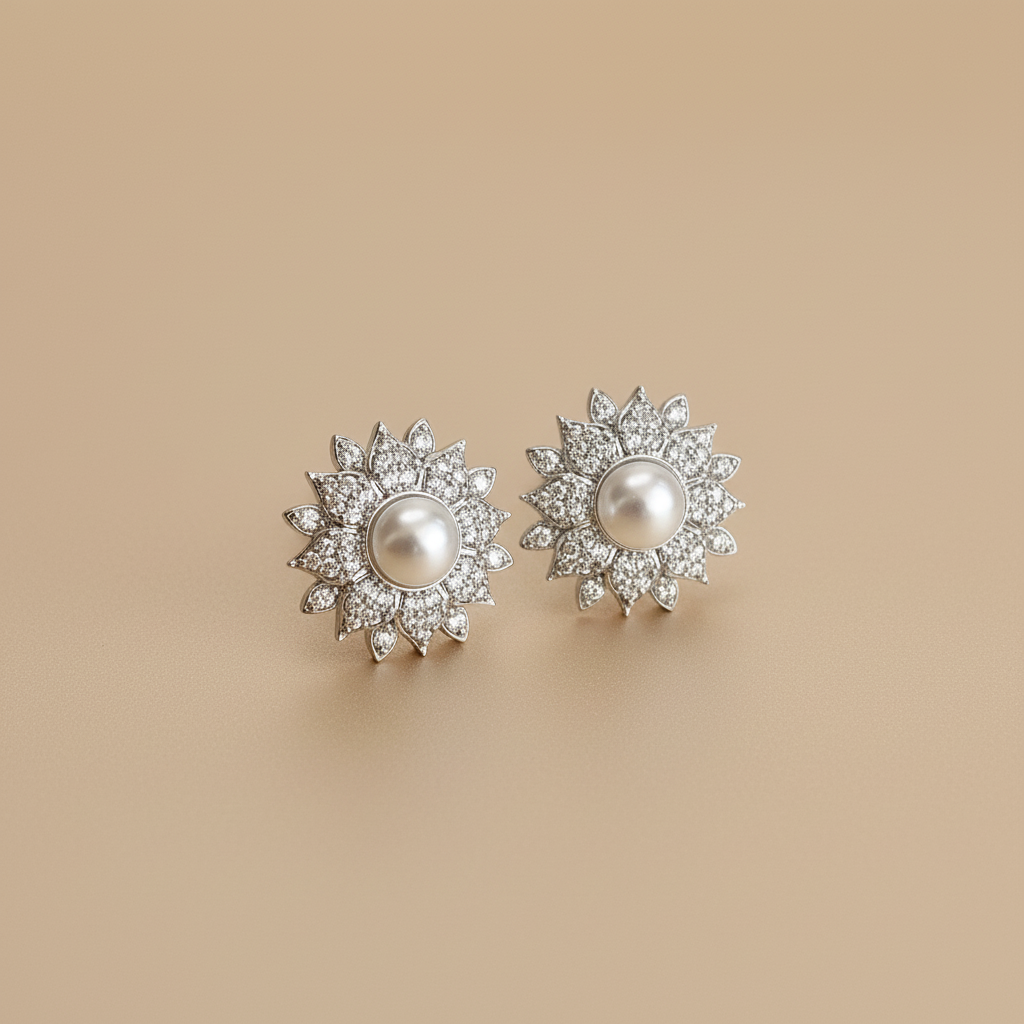 White Zirconia Pearl CZ Studs