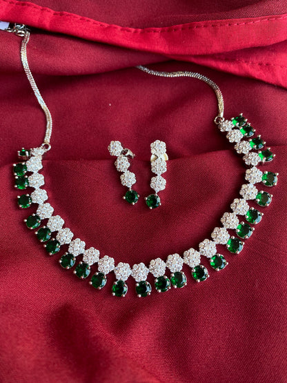 Green Signature Pearl Zirconia CZ Necklace set
