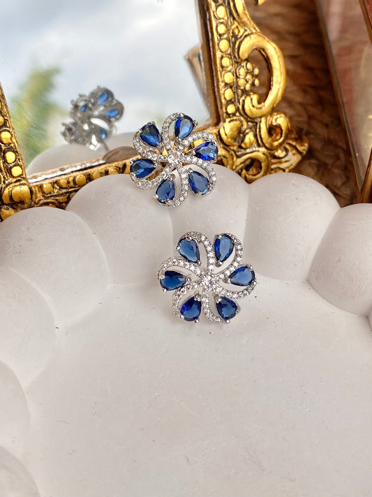 Blue Zirconia CZ Studs