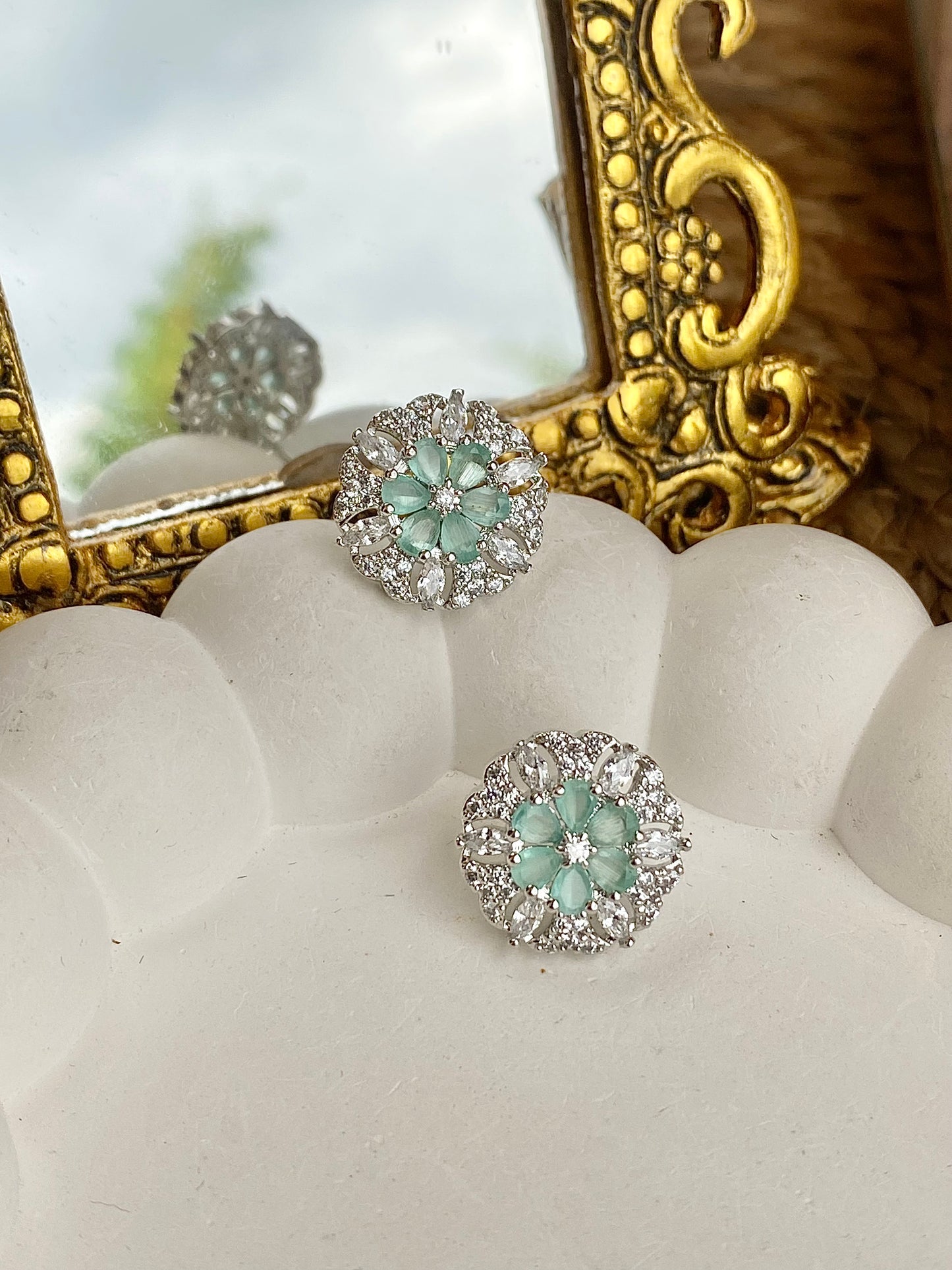 Mint Zirconia CZ Studs