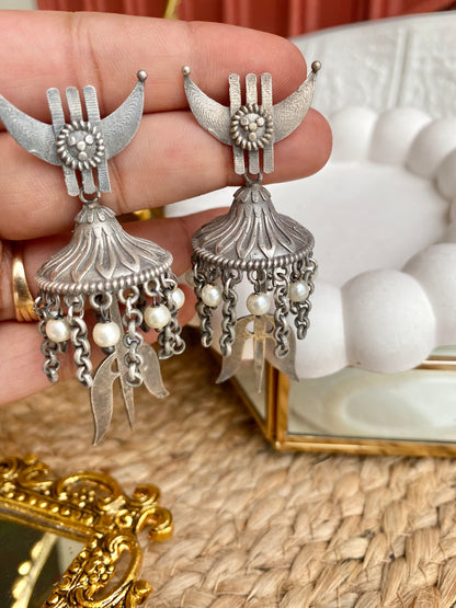 Trishul Silver Earrings