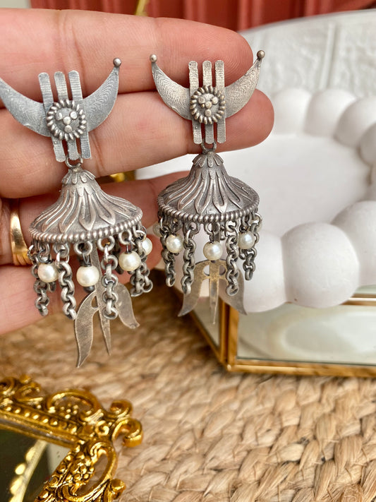 Trishul Silver Earrings